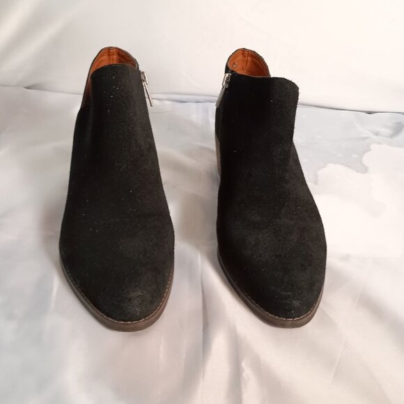 Lucky Brand Fenley Black Suede Cut Out Ankle Booties Women’s 10 Leather - Picture 10 of 12